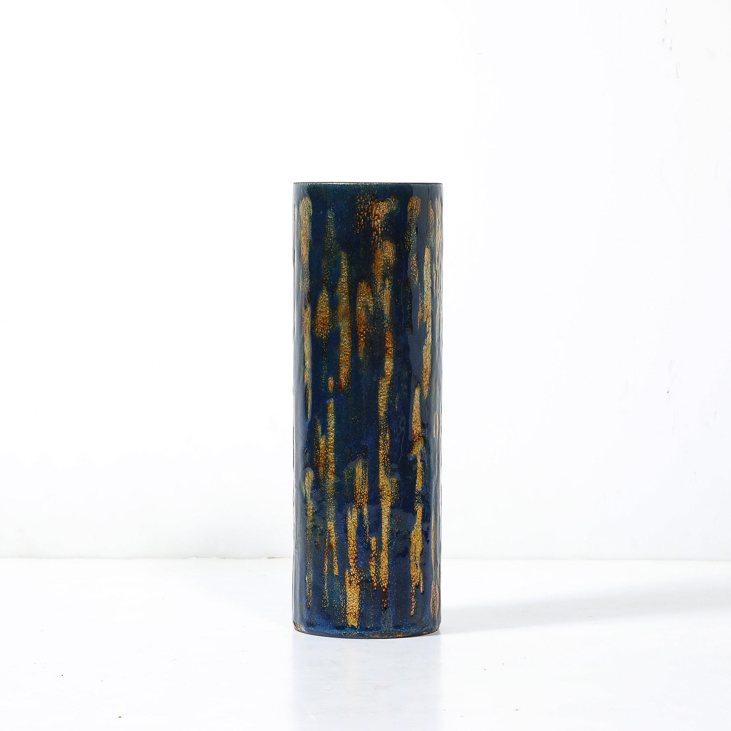 Mid-Century Ultramarine Blue Enamel on Copper Vase signed Anne-Grete Plöen For Sale 2