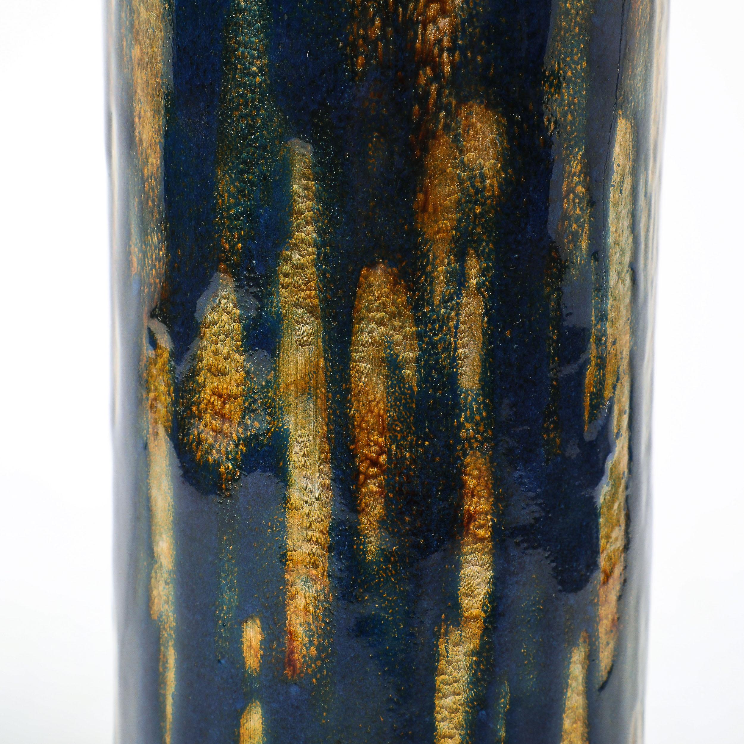 Mid-Century Ultramarine Blue Enamel on Copper Vase signed Anne-Grete Plöen For Sale 3