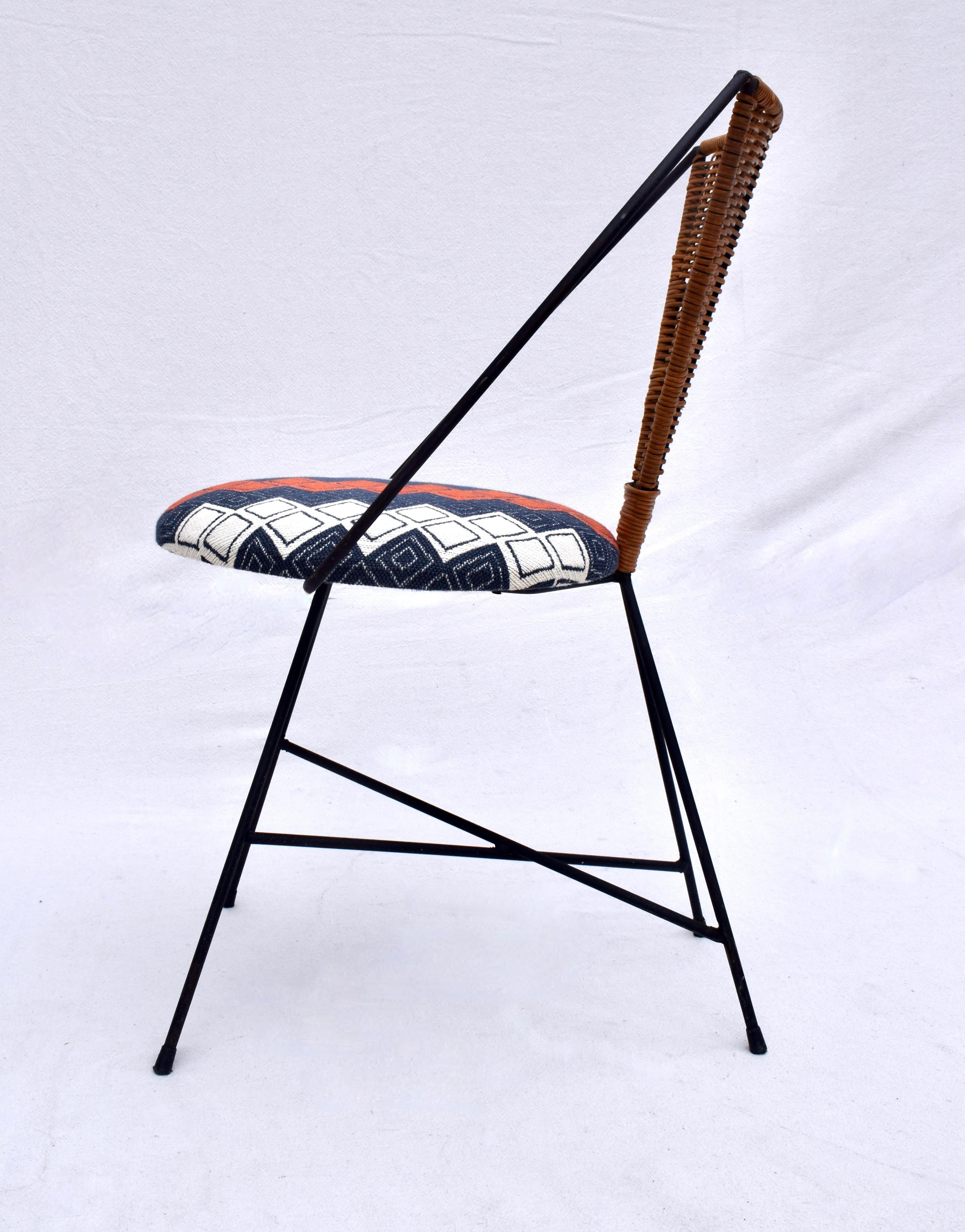 20th Century Mid-Century Umanoff for Shaver & Howard Wicker & Iron Chair For Sale