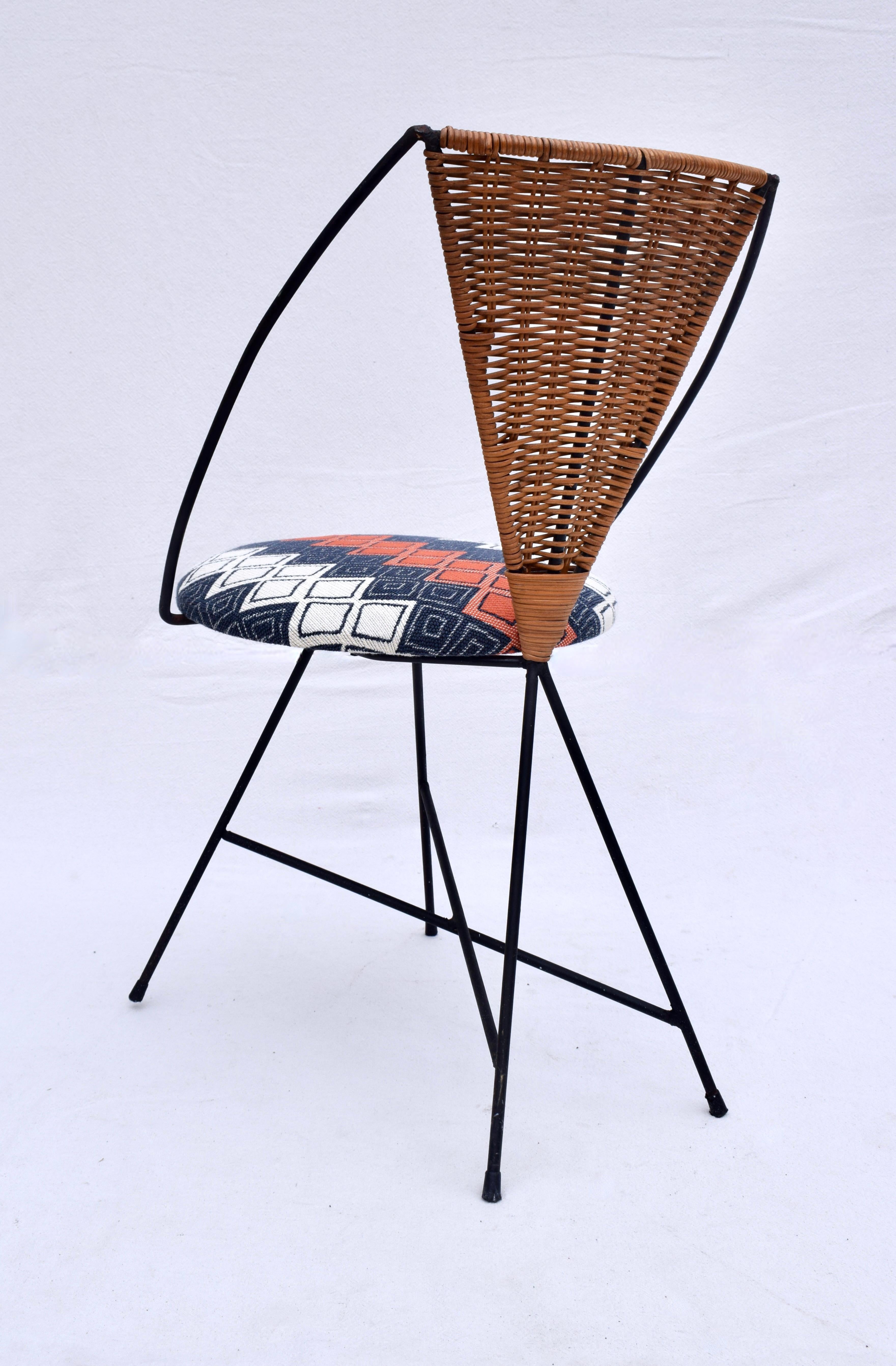 Upholstery Mid-Century Umanoff for Shaver & Howard Wicker & Iron Chair For Sale