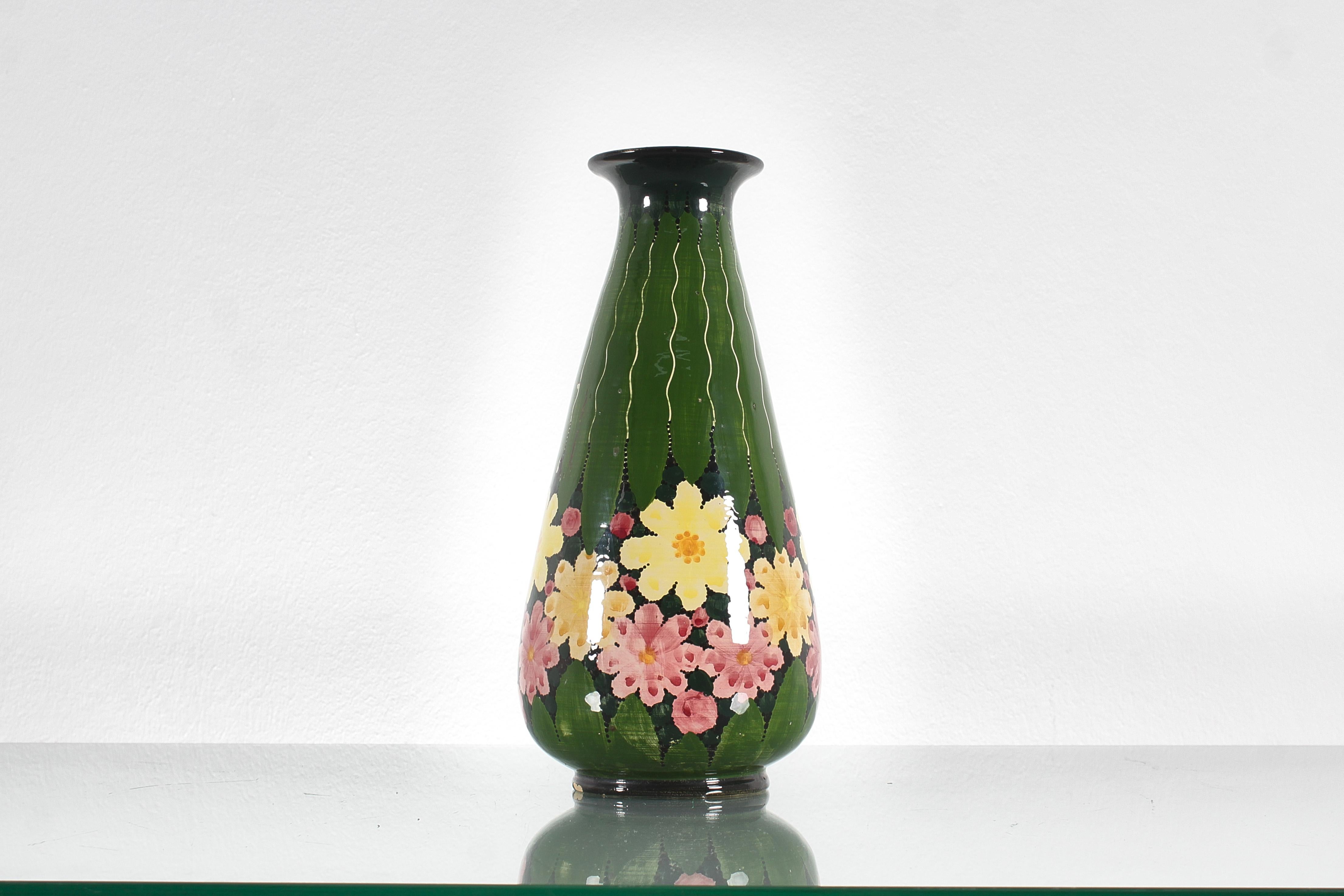 Mid-Century Modern Vase du milieu du siècle en céramique émaillée à la main Rometti Ceramics, 1950 Italie en vente