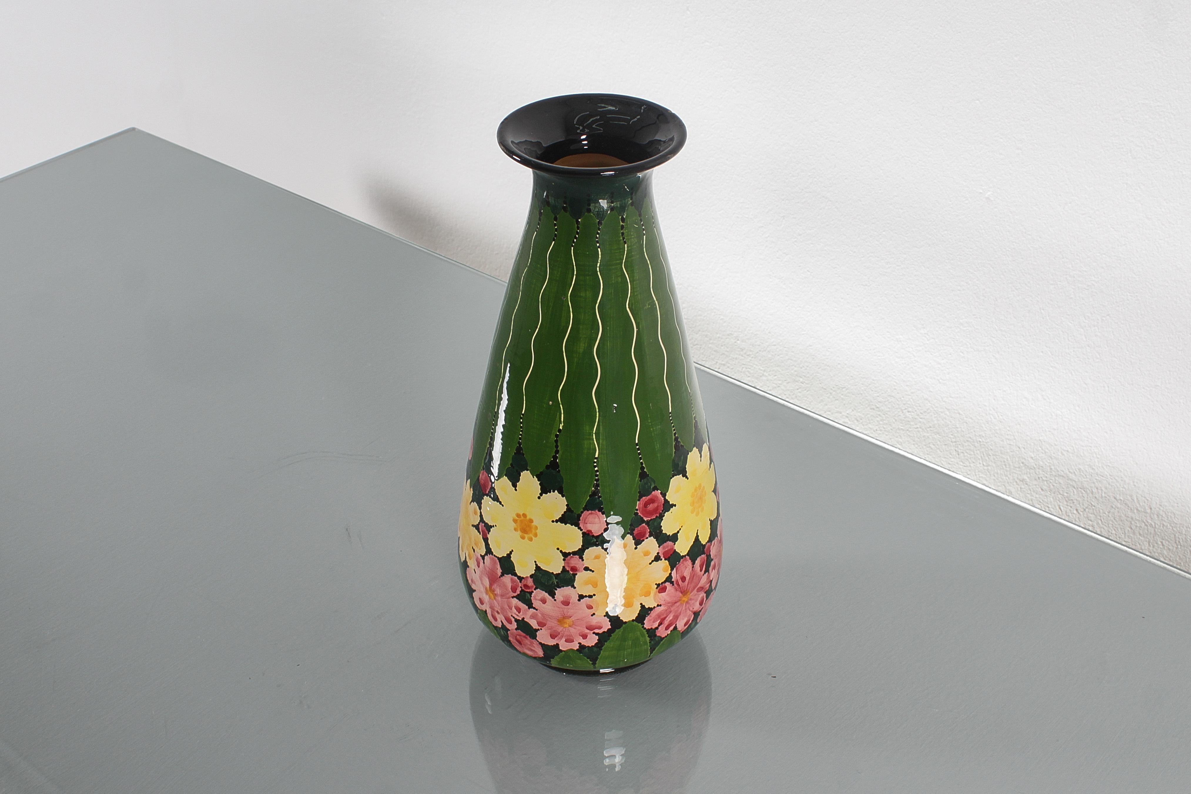 Milieu du XXe siècle Vase du milieu du siècle en céramique émaillée à la main Rometti Ceramics, 1950 Italie en vente