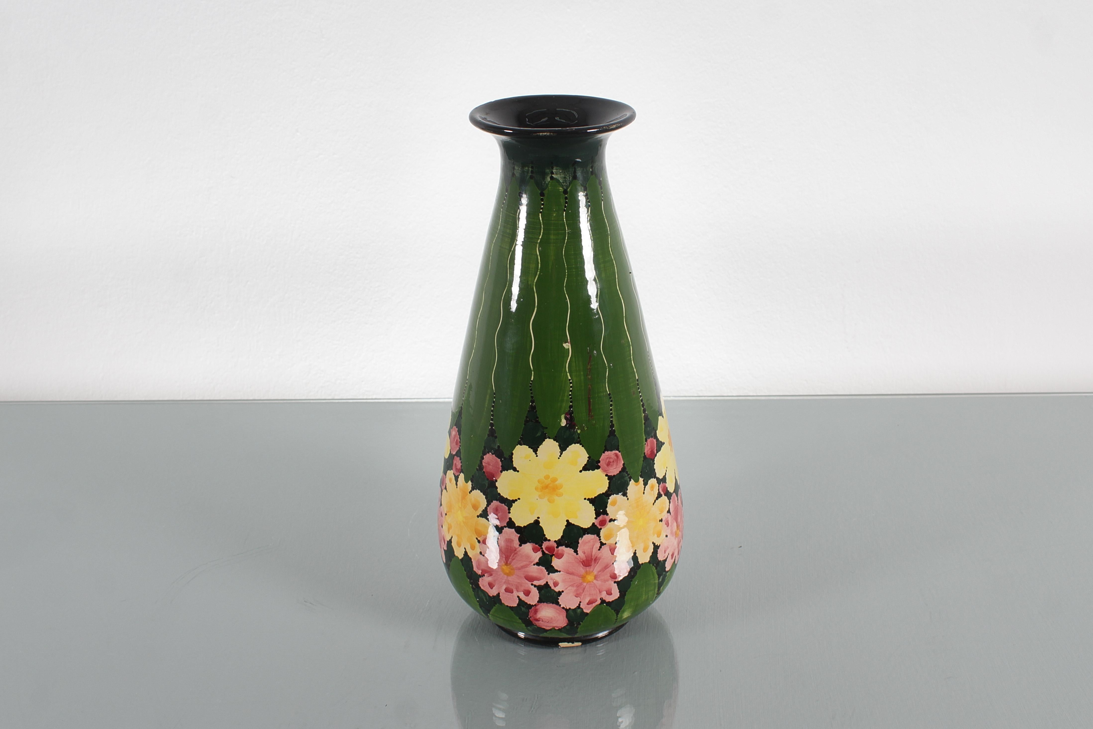 Vase du milieu du siècle en céramique émaillée à la main Rometti Ceramics, 1950 Italie en vente 1