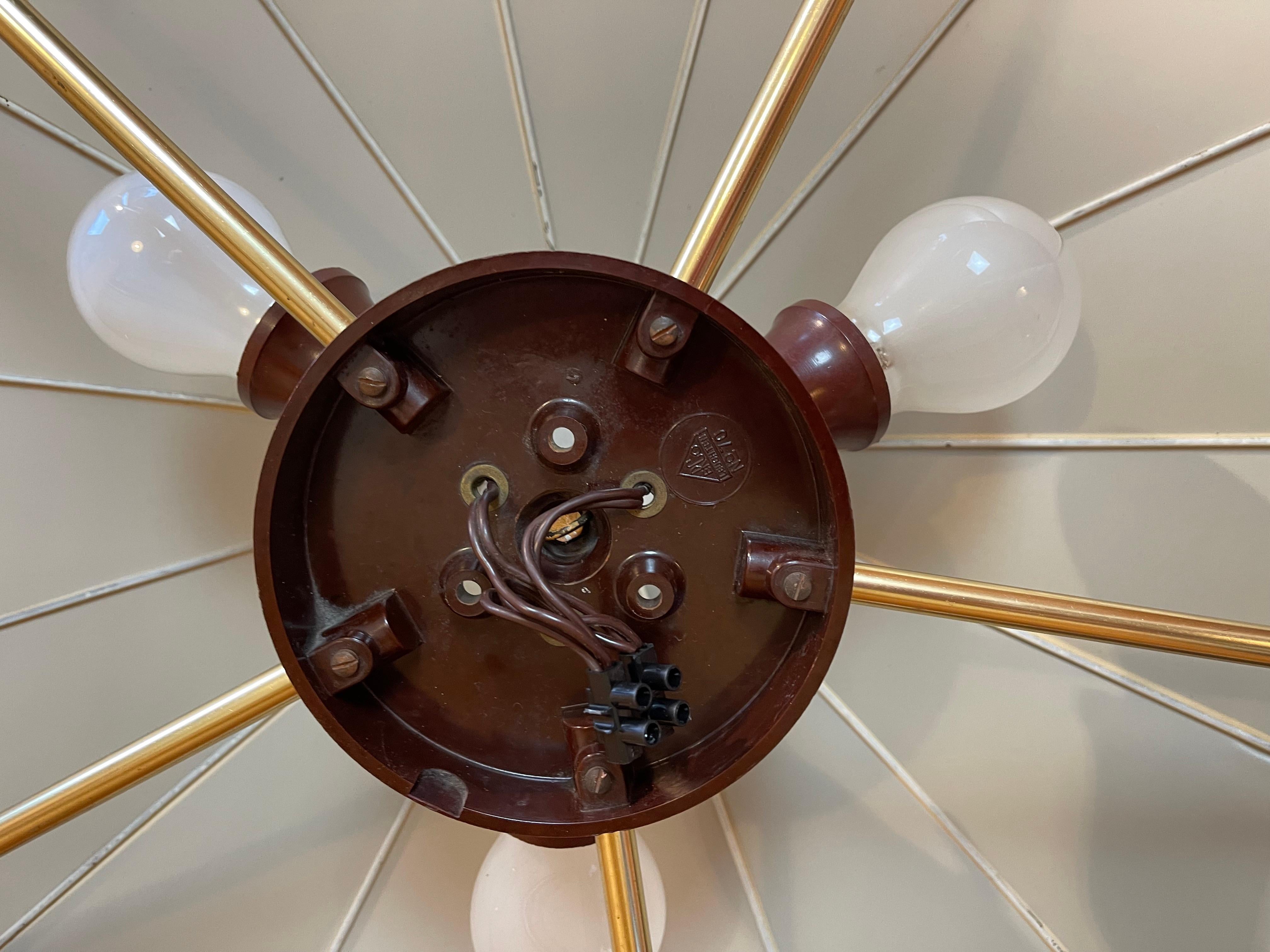 Aluminum Mid-Century Umbrella Large Flush Ceiling or Wall Lamp by Erco, 1950s Germany