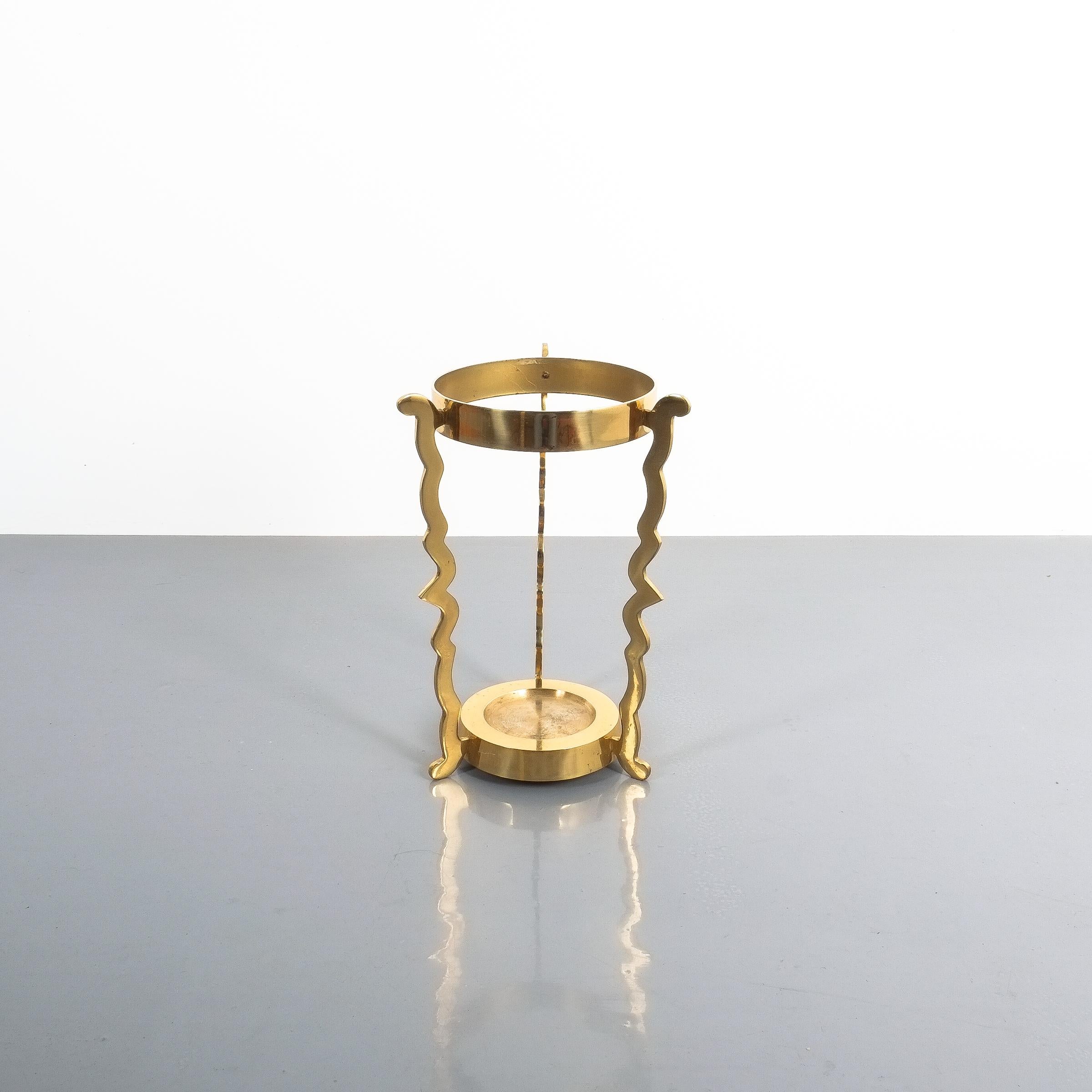 French Midcentury Umbrella Stand From Solid Brass For Sale
