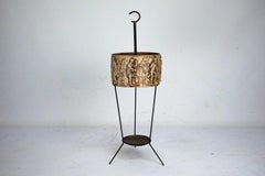 Mid-Century Umbrella Stand in Iron and Brass with Neoclassical Relief, Italy '50