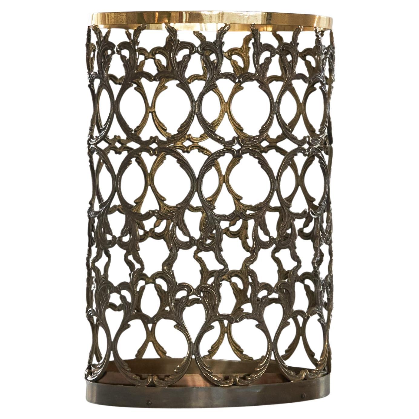 Mid Century Umbrella Stand in Patinated Brass 1960s