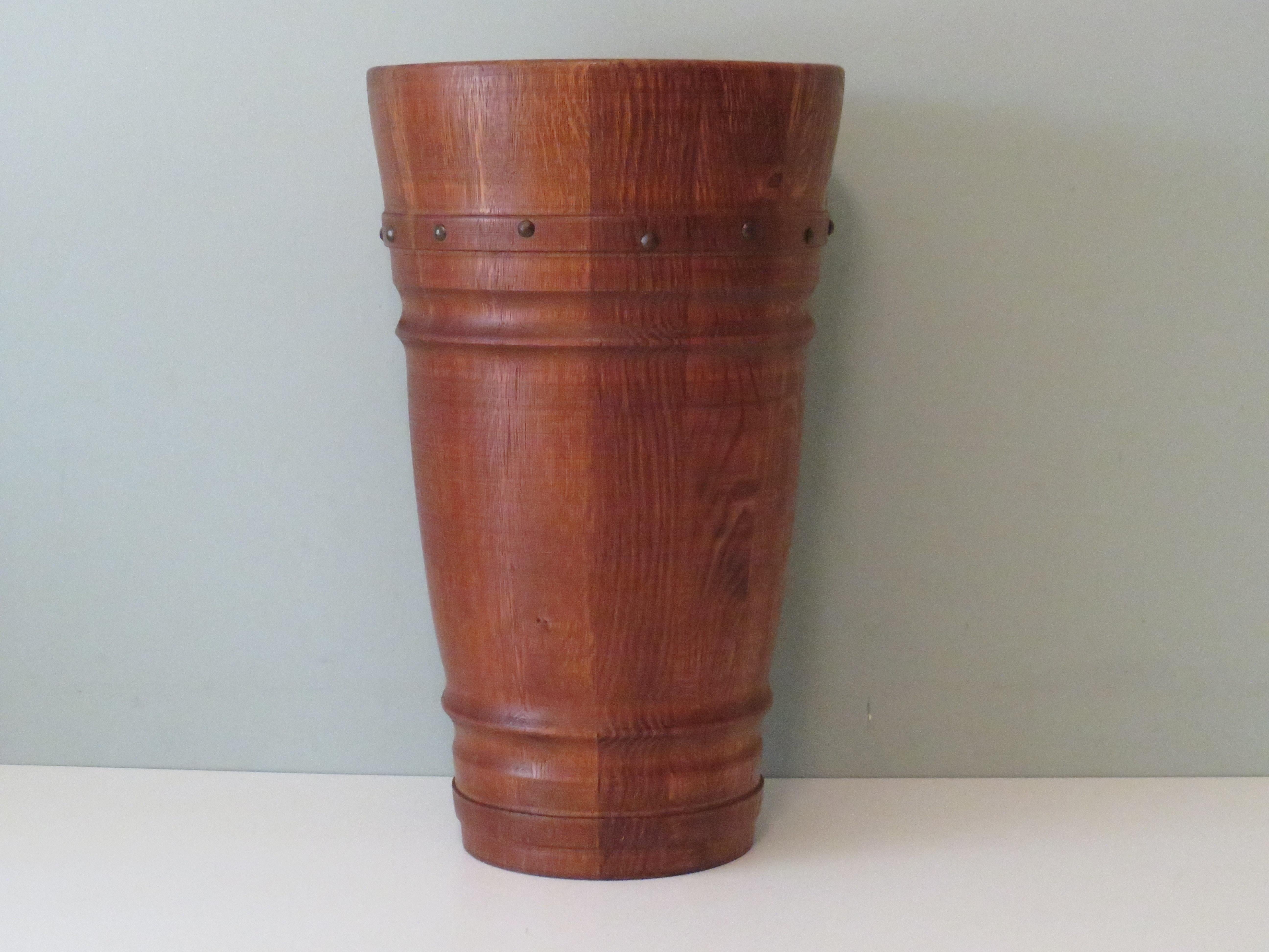 Brutalist Mid-Century Umbrella Stand in Solid Wood, Germany 1960 For Sale