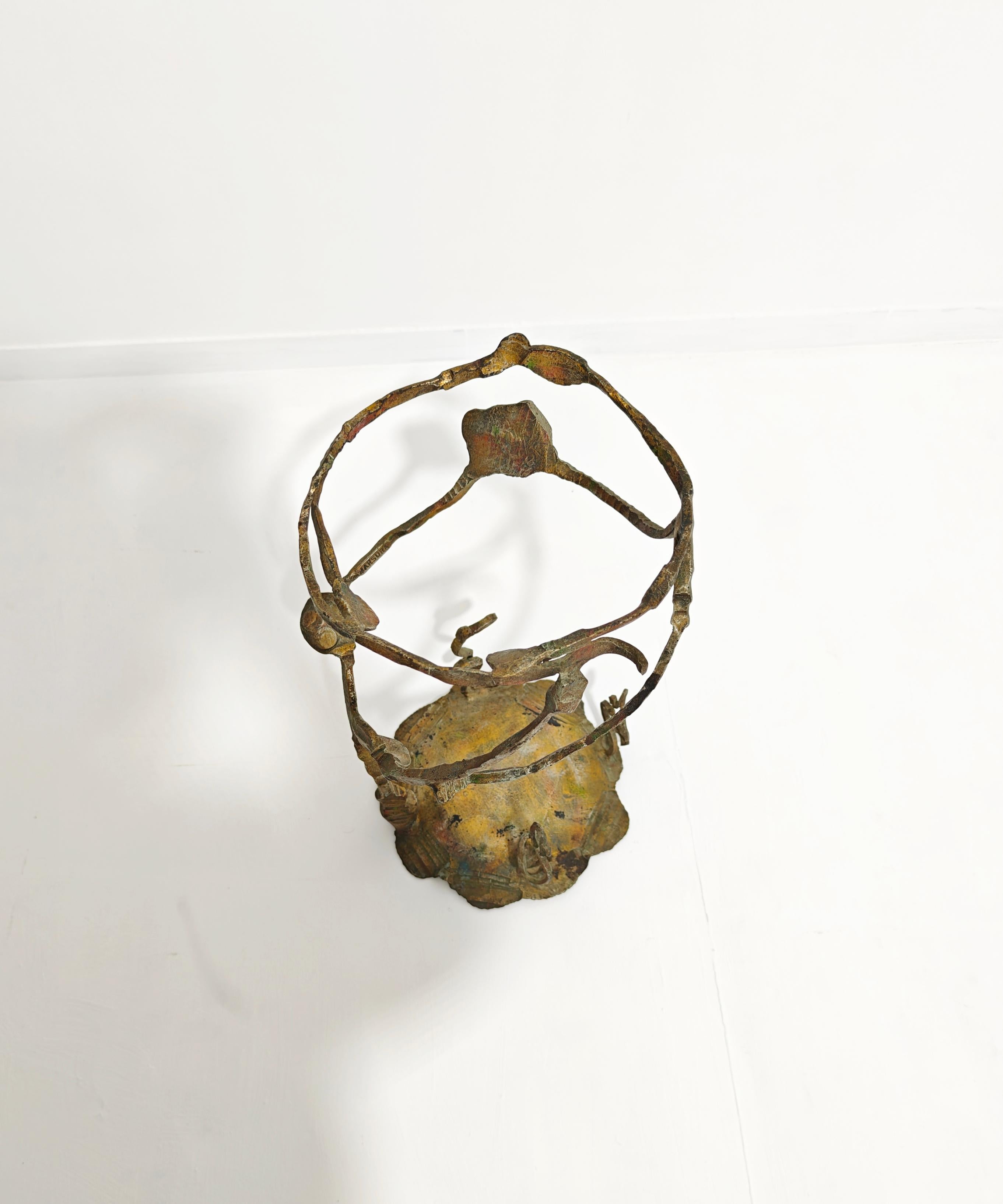 Umbrella Stand Mid-Century Sculpture Brutalist Metal Salvino Marsura Italy 70s en vente 3