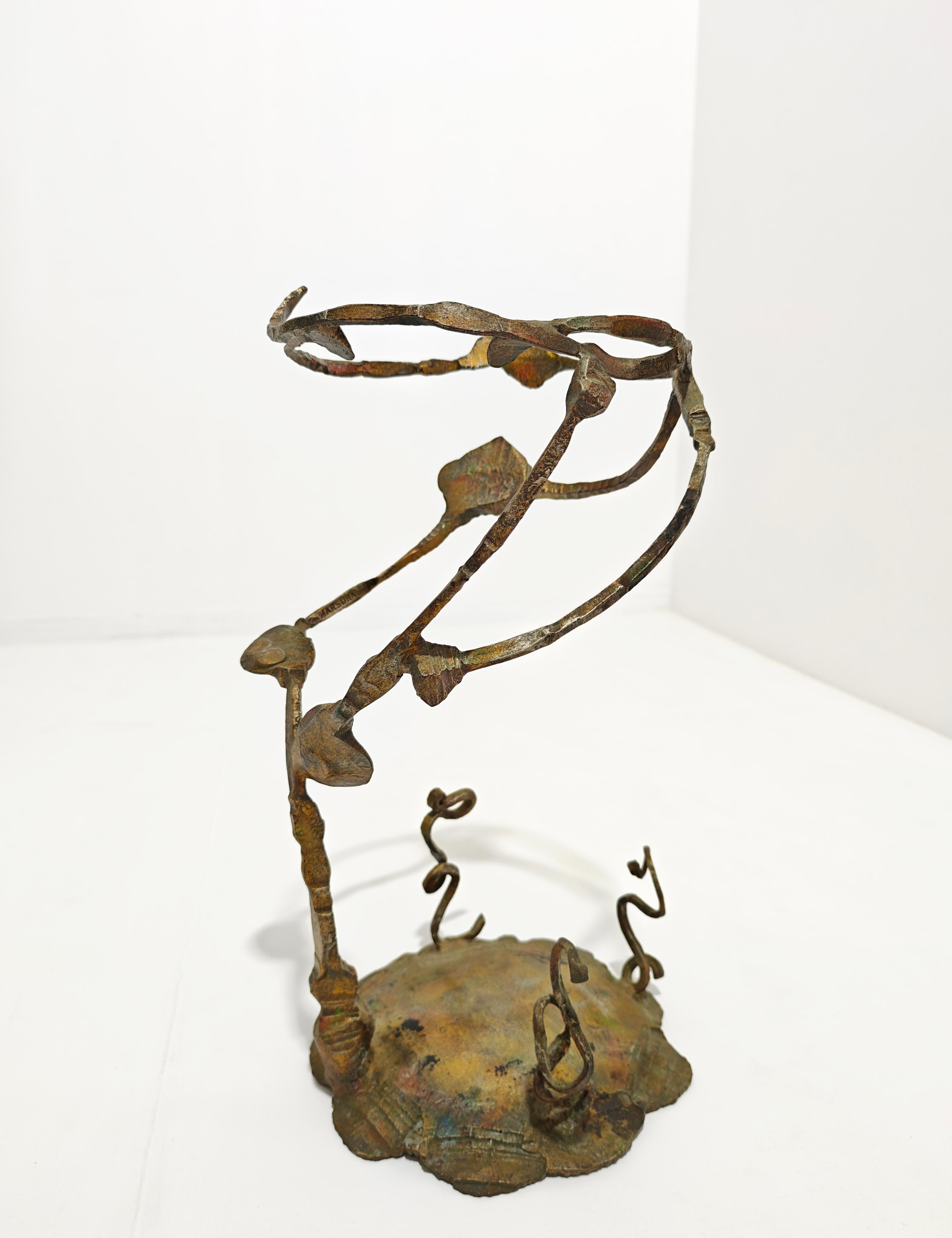 Umbrella Stand Mid-Century Sculpture Brutalist Metal Salvino Marsura Italy 70s Excellent état - En vente à Palermo, IT