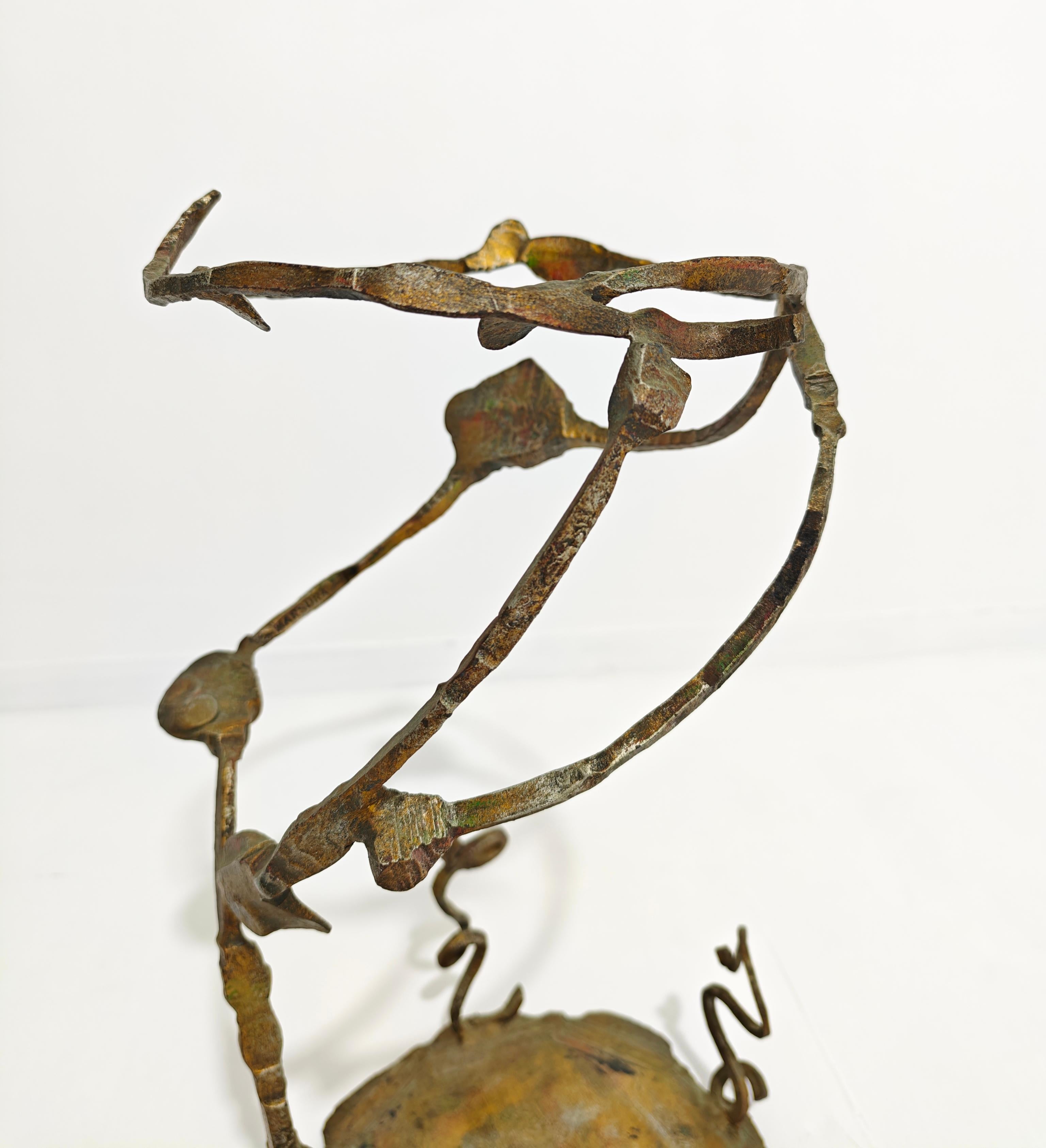 Métal Umbrella Stand Mid-Century Sculpture Brutalist Metal Salvino Marsura Italy 70s en vente
