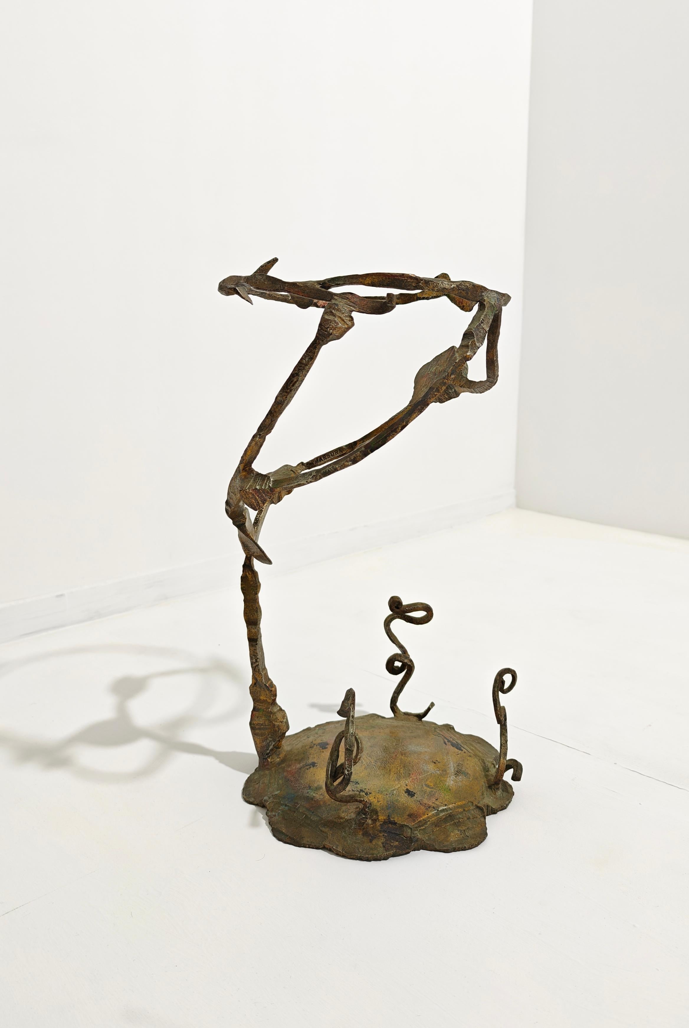 Umbrella Stand Mid-Century Sculpture Brutalist Metal Salvino Marsura Italy 70s en vente 1