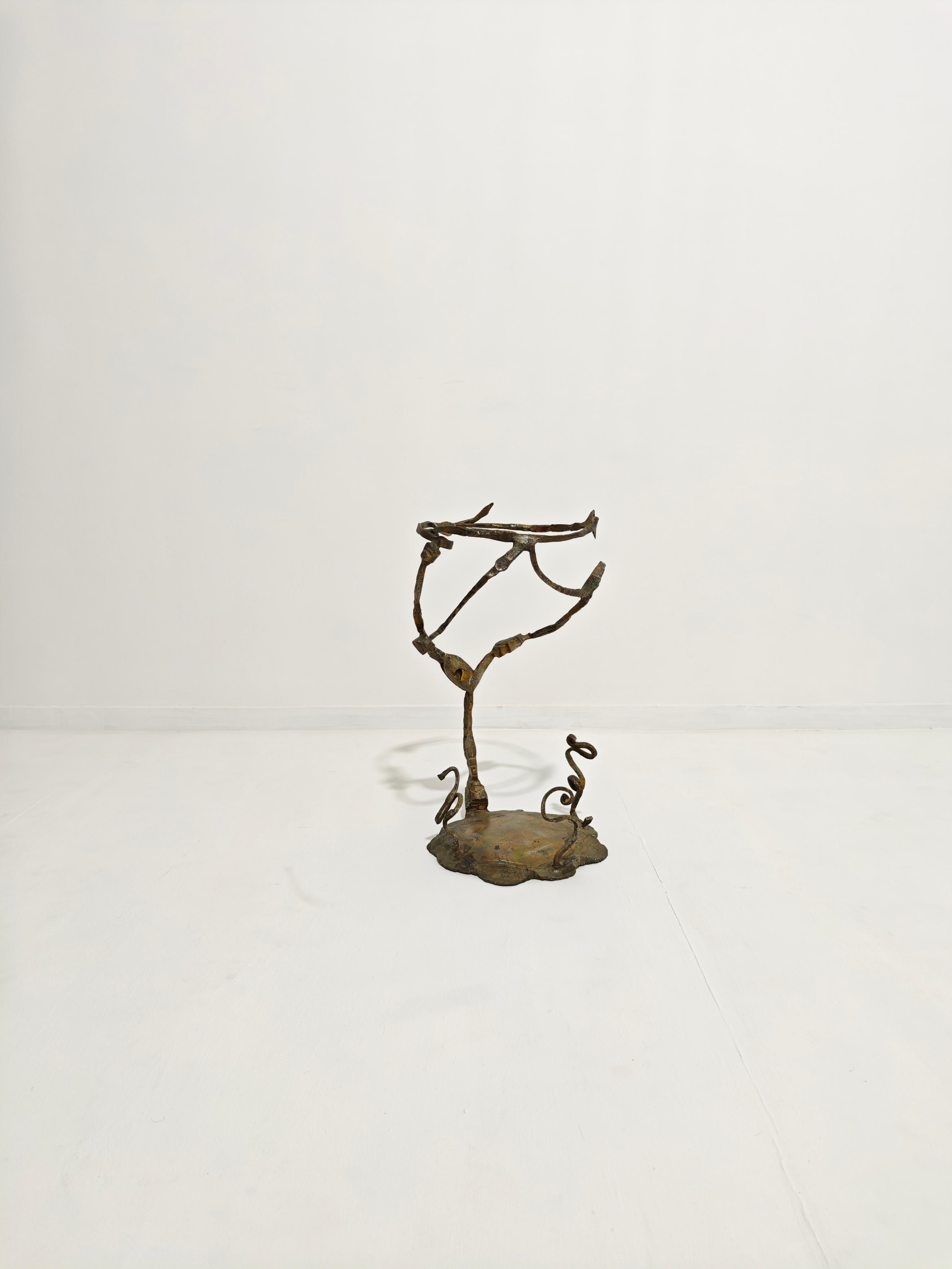 Umbrella Stand Mid-Century Sculpture Brutalist Metal Salvino Marsura Italy 70s en vente 2