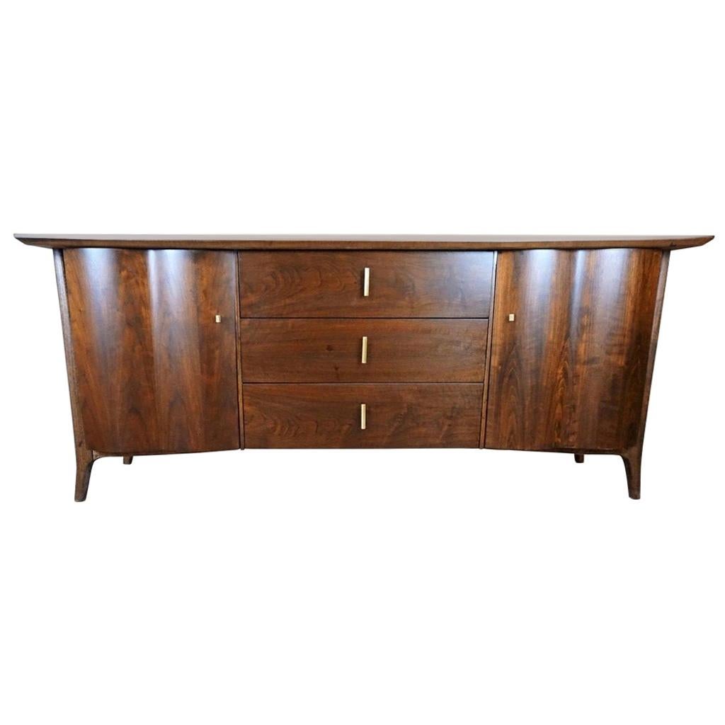 Midcentury Unagusta Forward Furniture Dark Walnut Buffet Server Credenza Bar at 1stDibs