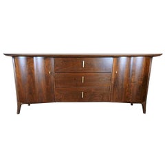 Midcentury Unagusta Forward Furniture Dark Walnut Buffet Server Credenza Bar