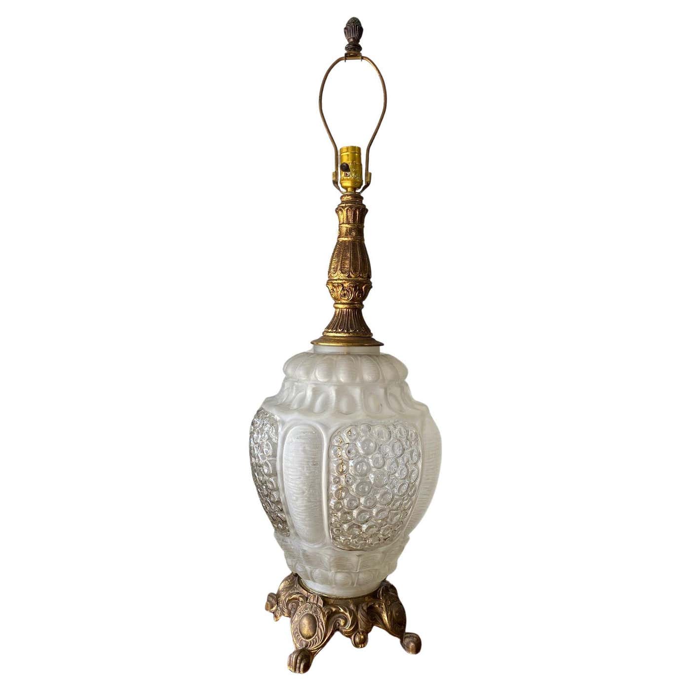 Mid Century Underwriters Laboratory Glass and Brass Oversized Lamp For ...