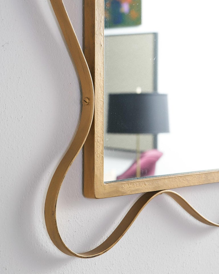 Undulating Gold Midcentury Undulating Gold Mirror at 1stDibs