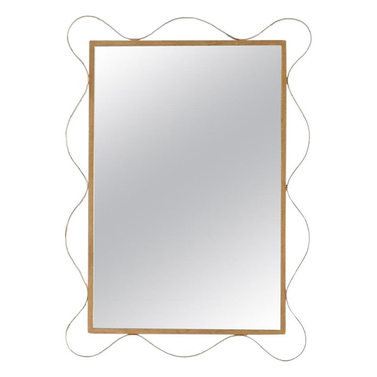 Undulating Gold Midcentury Undulating Gold Mirror at 1stDibs