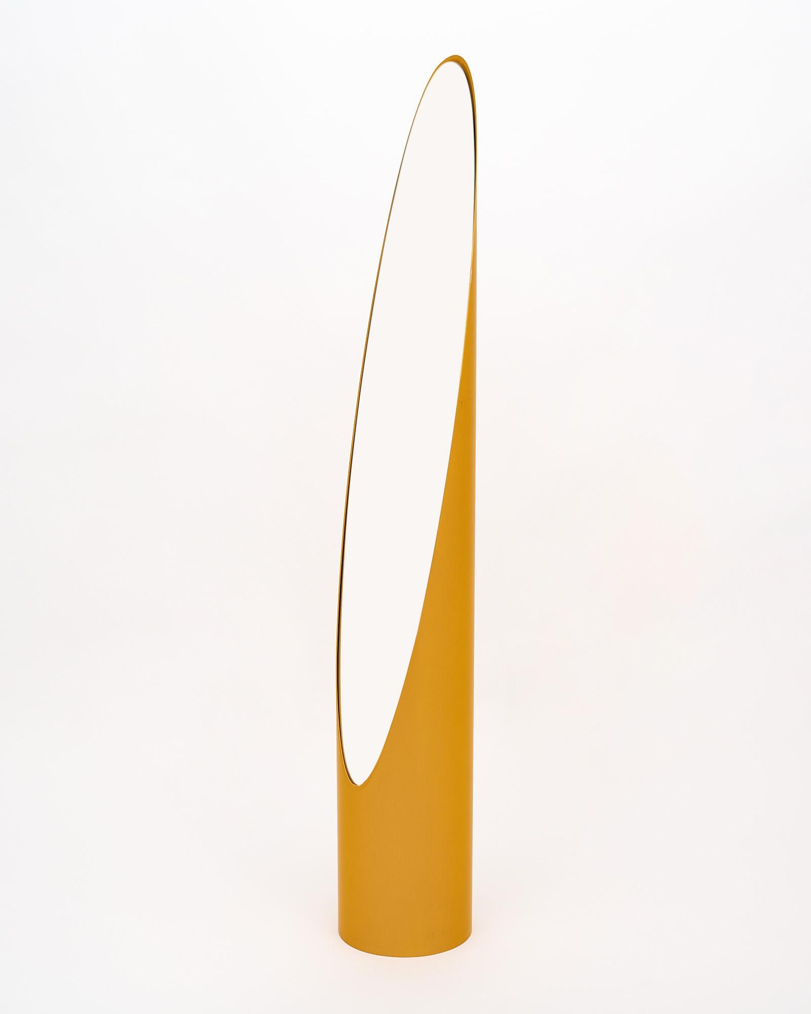 Unghia lipstick mirror by Rodolfo Bonetto made with a yellow acrylic case and original oblong mirror.