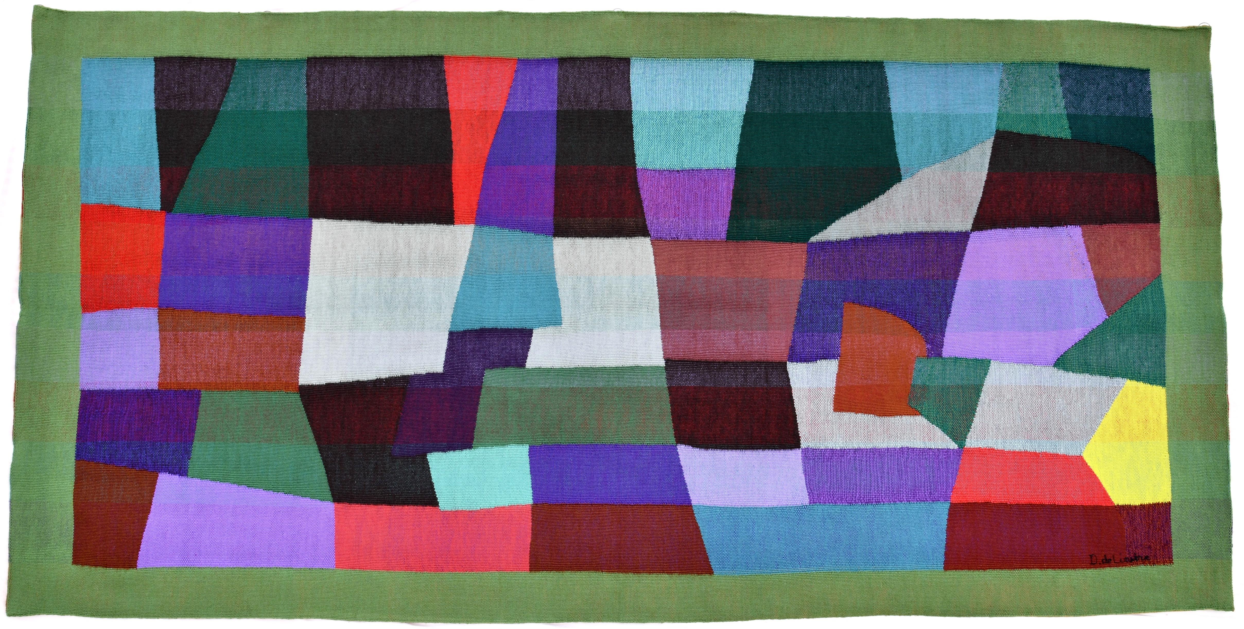 Title: La paix des ombres or the peace of the shadows.
A beautiful and unique Mid-Century abstract tapestry handwoven by the artist Daniel de Liniere, born in France 1925.