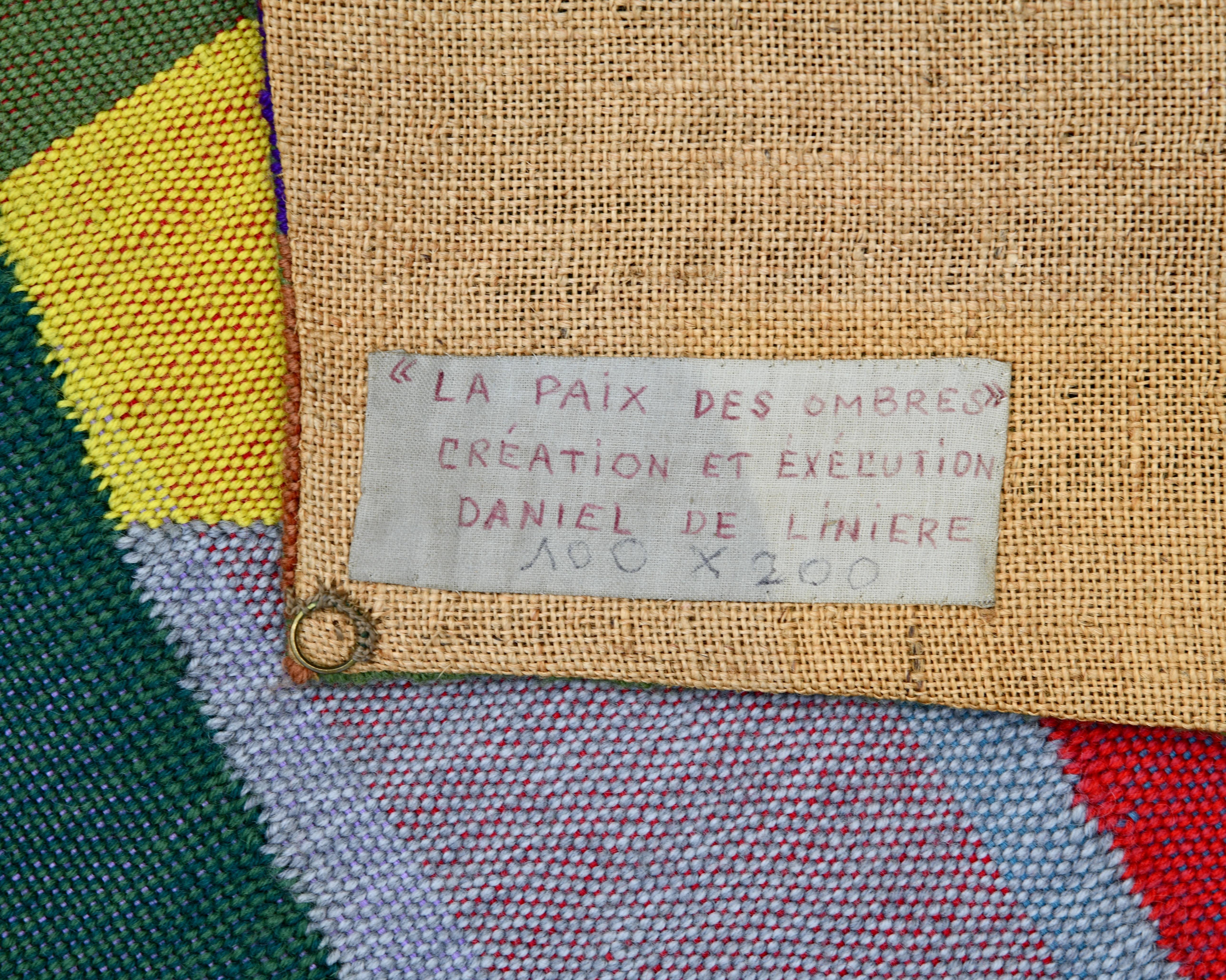 French Mid-century unique abstract tapestry handwoven by the artist Daniel de Liniere 