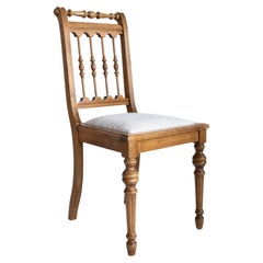 Silla Única de Mitad de Siglo, Chenilla Blanca, Madera de Roble, Europa, Años 60