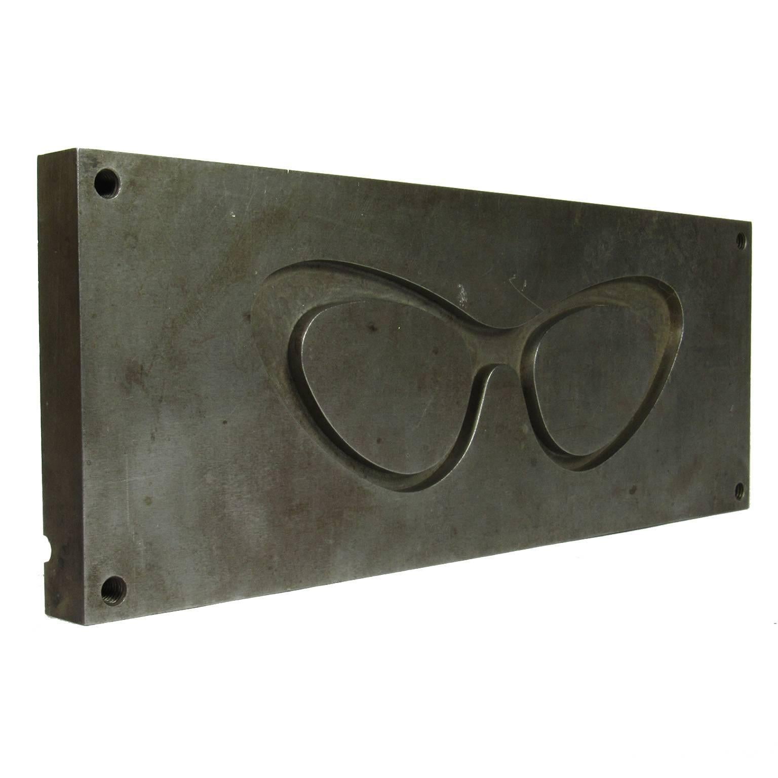 Midcentury Unique Industrial Steel Oversized “Cat’s Eye” Glasses Mold In Good Condition For Sale In Concord, MA