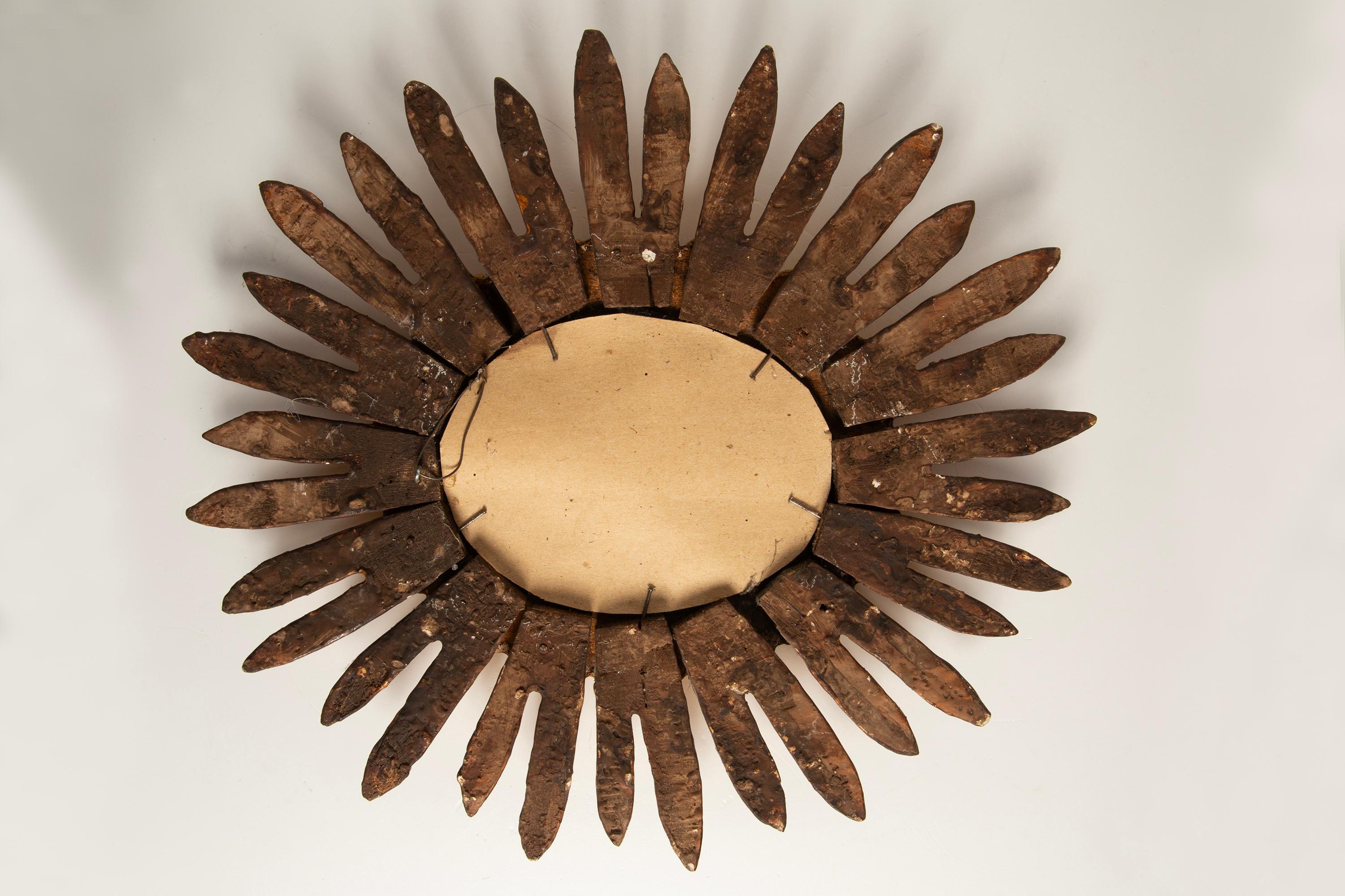Mid Century Unique Modern Gold Italian Sunburst Mirror, Giltwood, 1960s im Angebot 2