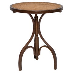Mid Century Unique Pedestal Rattan Stool, Side Table, Germany, 1970s
