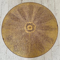 Mid Century Unique Round Coffee Table by Heinz Lilienthal in Etched Brass, 1970