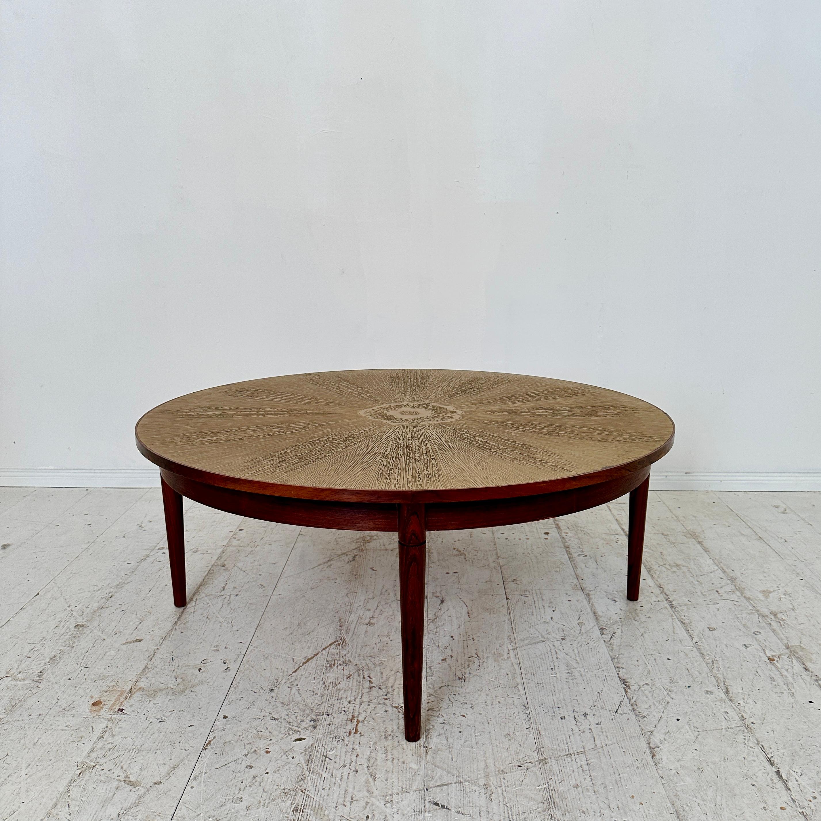 Mid-Century Modern Mid Century Unique Round Coffee Table by Heinz Lilienthal in Etched Brass, 1970 For Sale