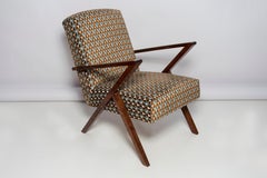 Mid Century Unique Zet Armchair, Triangle Velvet, 1970s, Europe