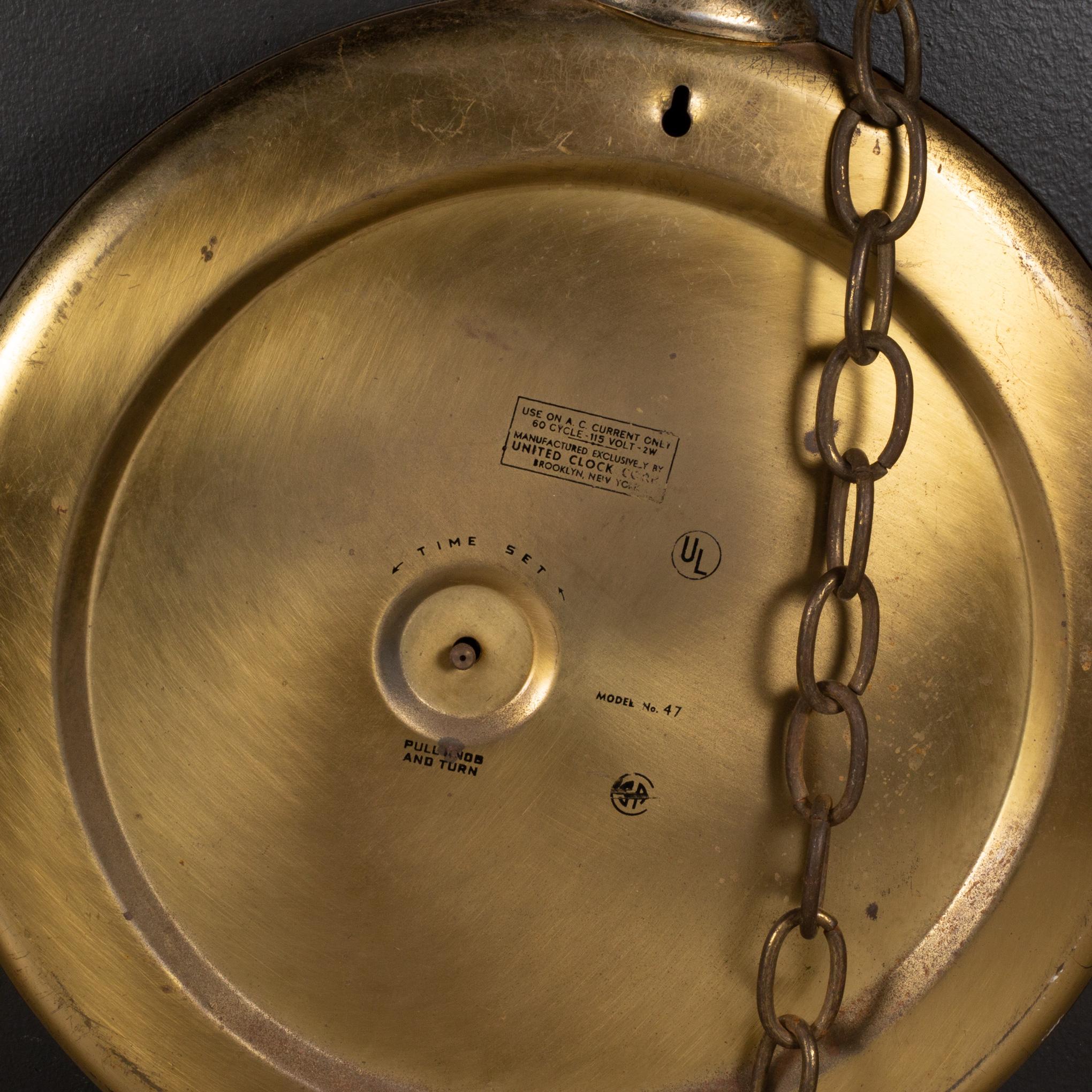 Mid-century United Clock Co. Model 47 Oversize Pocket Watch Wall Clock c.1950 In Good Condition In San Francisco, CA