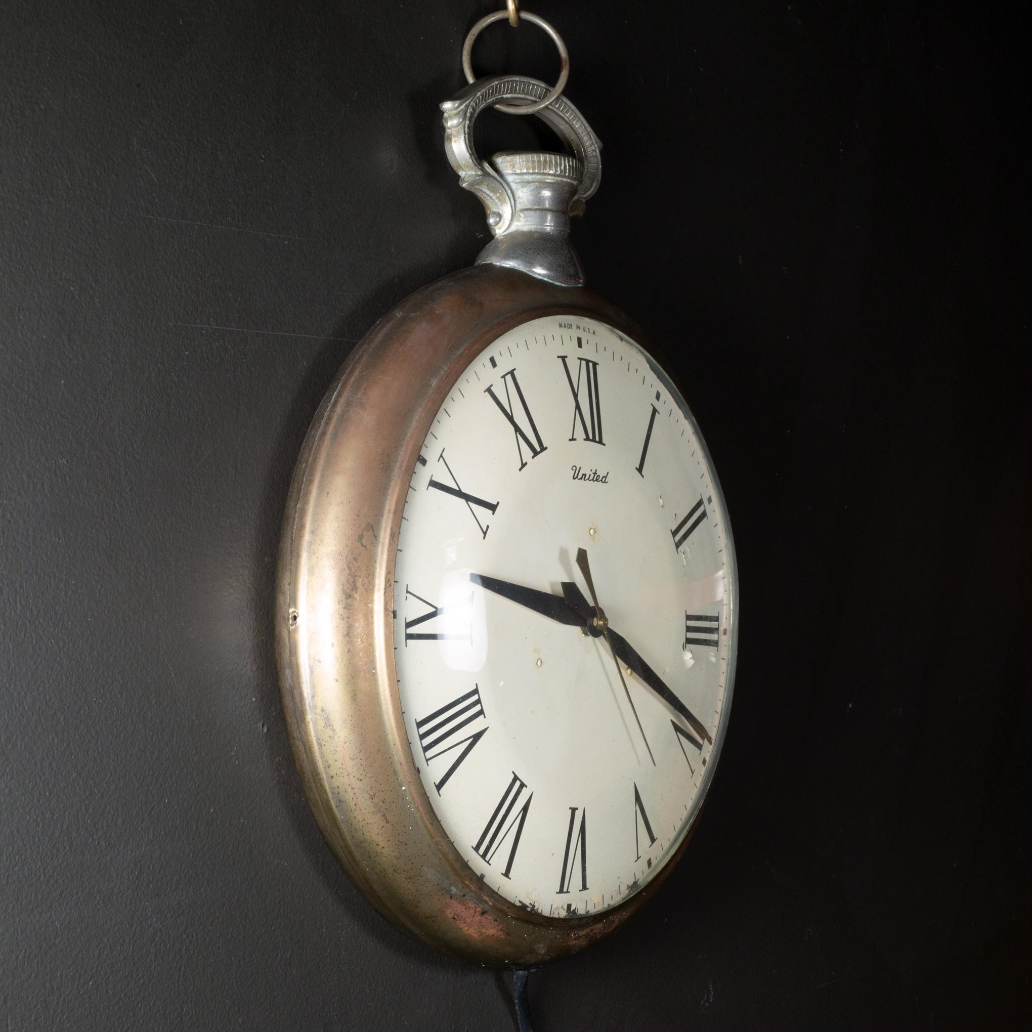 Mid-Century Modern Mid-century United Clock Co. Model 40 Oversize Pocket Watch Wall Clock c.1950