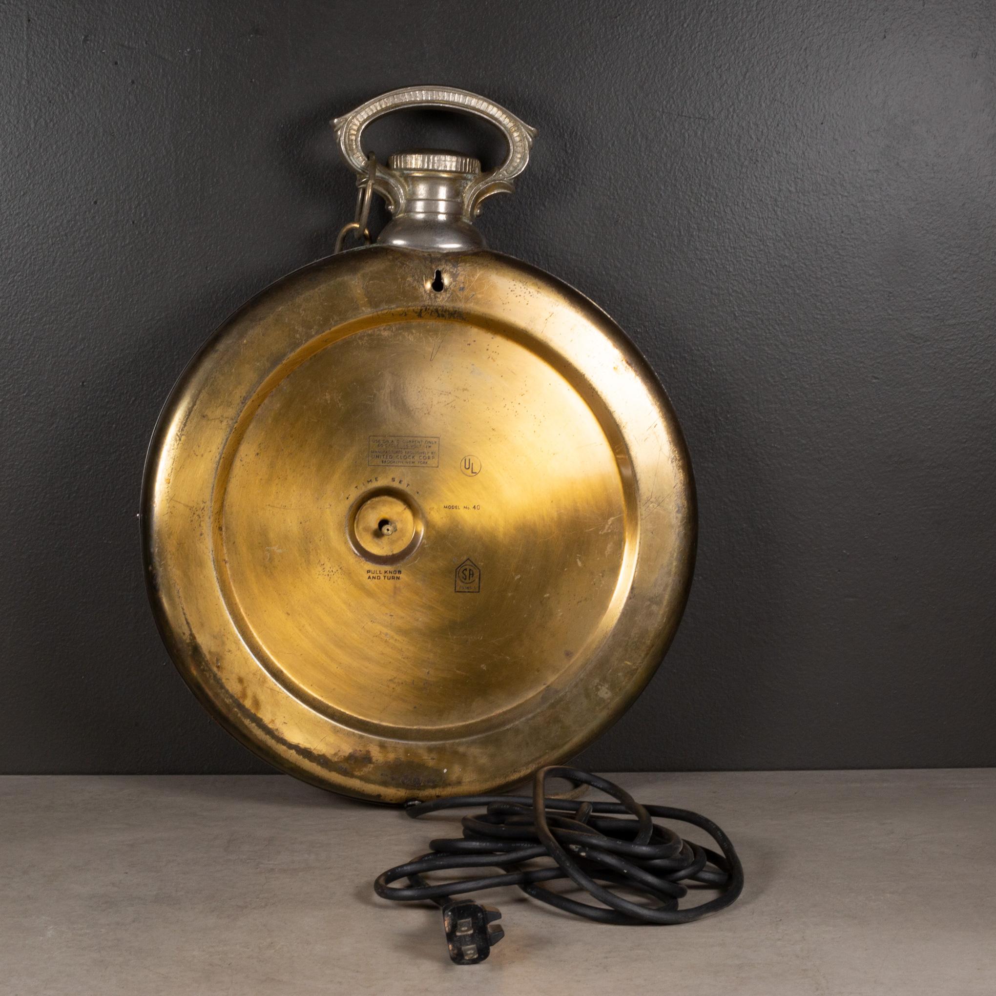 American Mid-century United Clock Co. Model 40 Oversize Pocket Watch Wall Clock c.1950