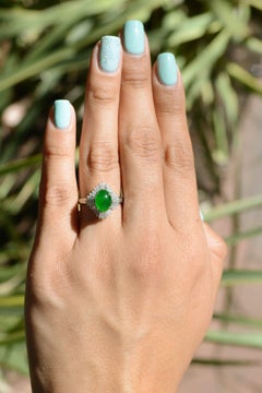 Mid Century Untreated Imperial Jade Ballerina Cocktail Ring