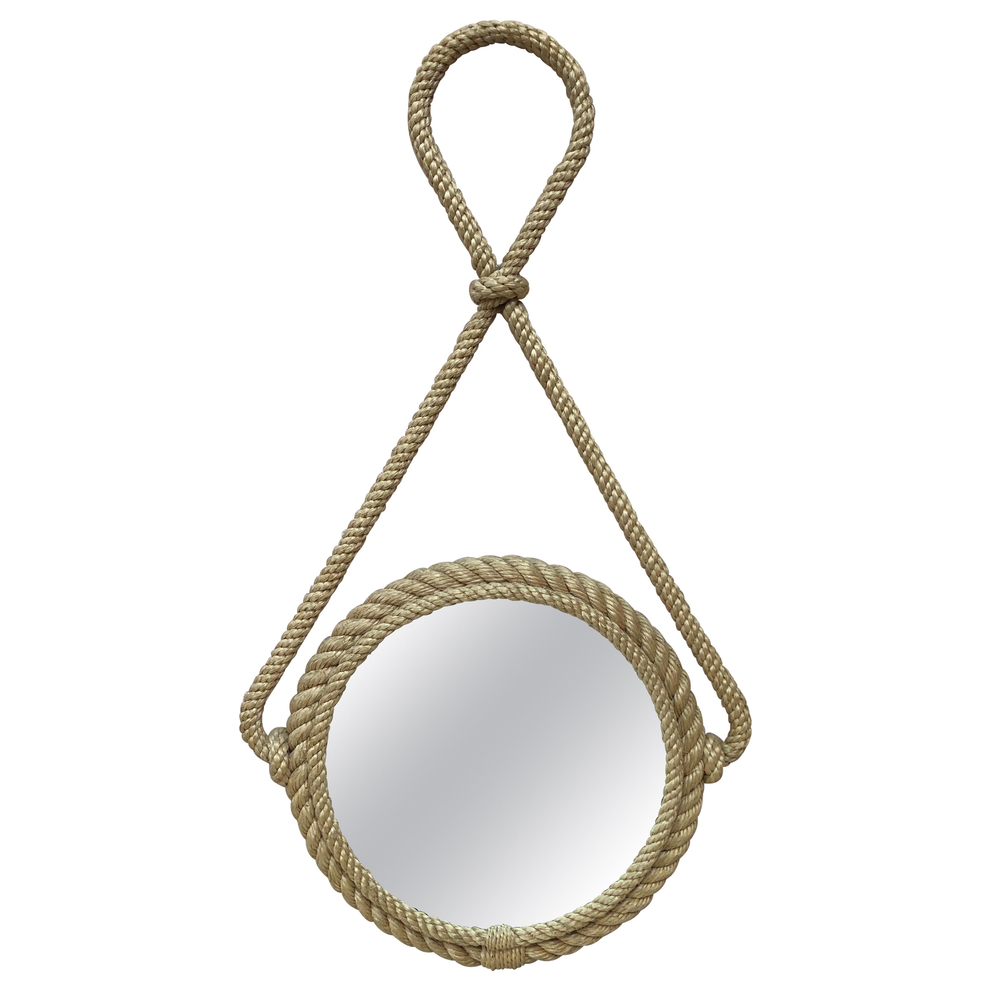 Mid-Century Unusual Round Rope Mirror Adrien Audoux & Frida Minet