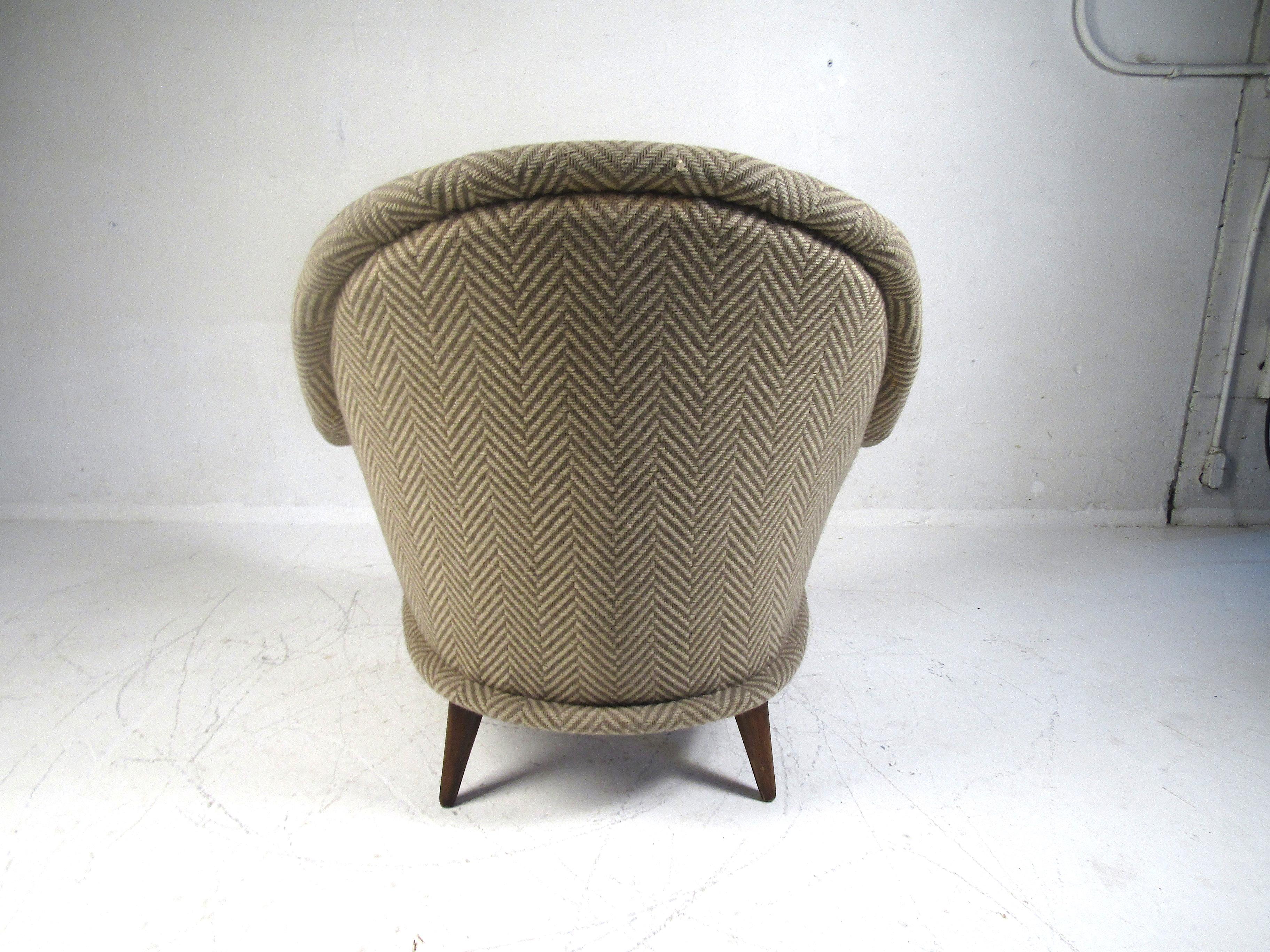 Midcentury Upholstered Armchair In Fair Condition For Sale In Brooklyn, NY