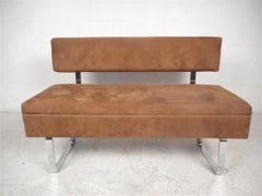 Midcentury Upholstered Bench with Storage Compartment
