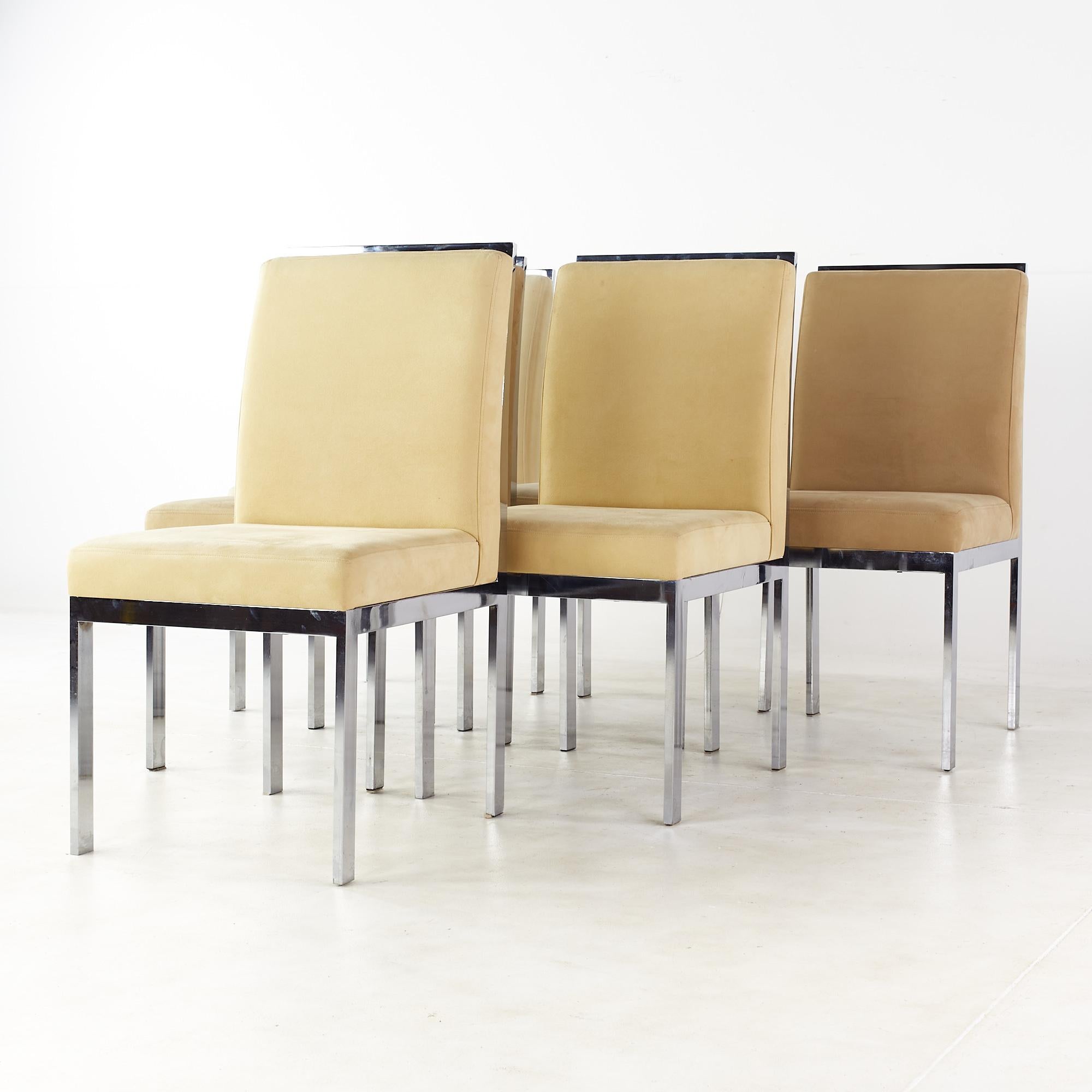 Mid-Century moderno Sedie da pranzo imbottite in cromo del Medioevo - Set di 6 in vendita