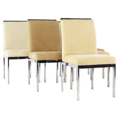 Mid Century Upholstered Chrome Dining Chairs - Set of 6