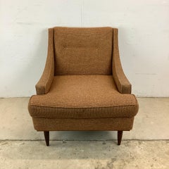 Mid-Century Modern Brown Upholstered Lounge Chair in Kroehler Style