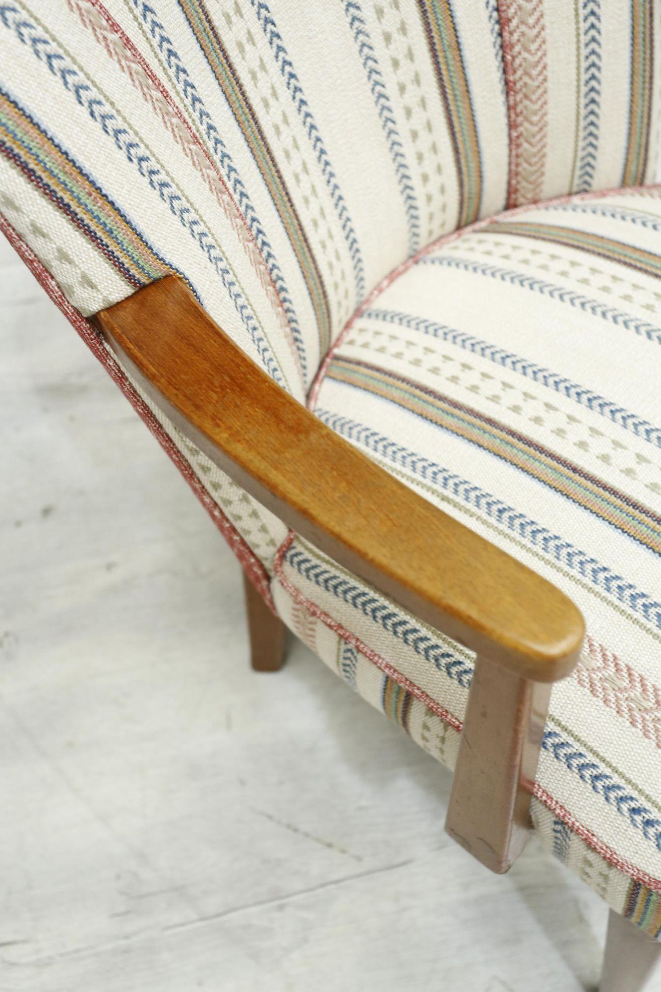 20th Century Mid Century Upholstered Desk Chair, Stripe