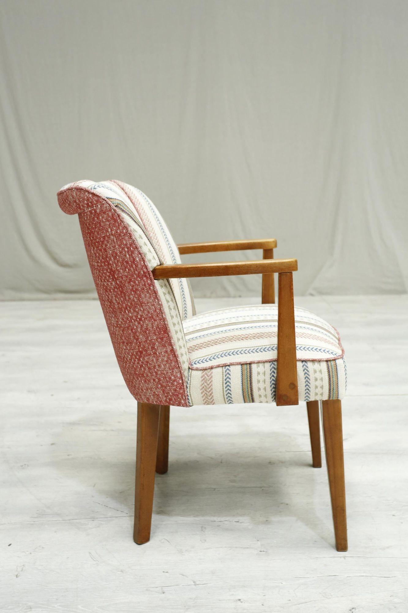 Mid Century Upholstered Desk Chair, Stripe 1