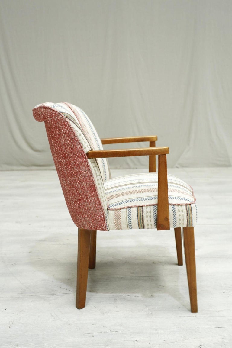 Mid Century Upholstered Desk Chair, Stripe at 1stDibs