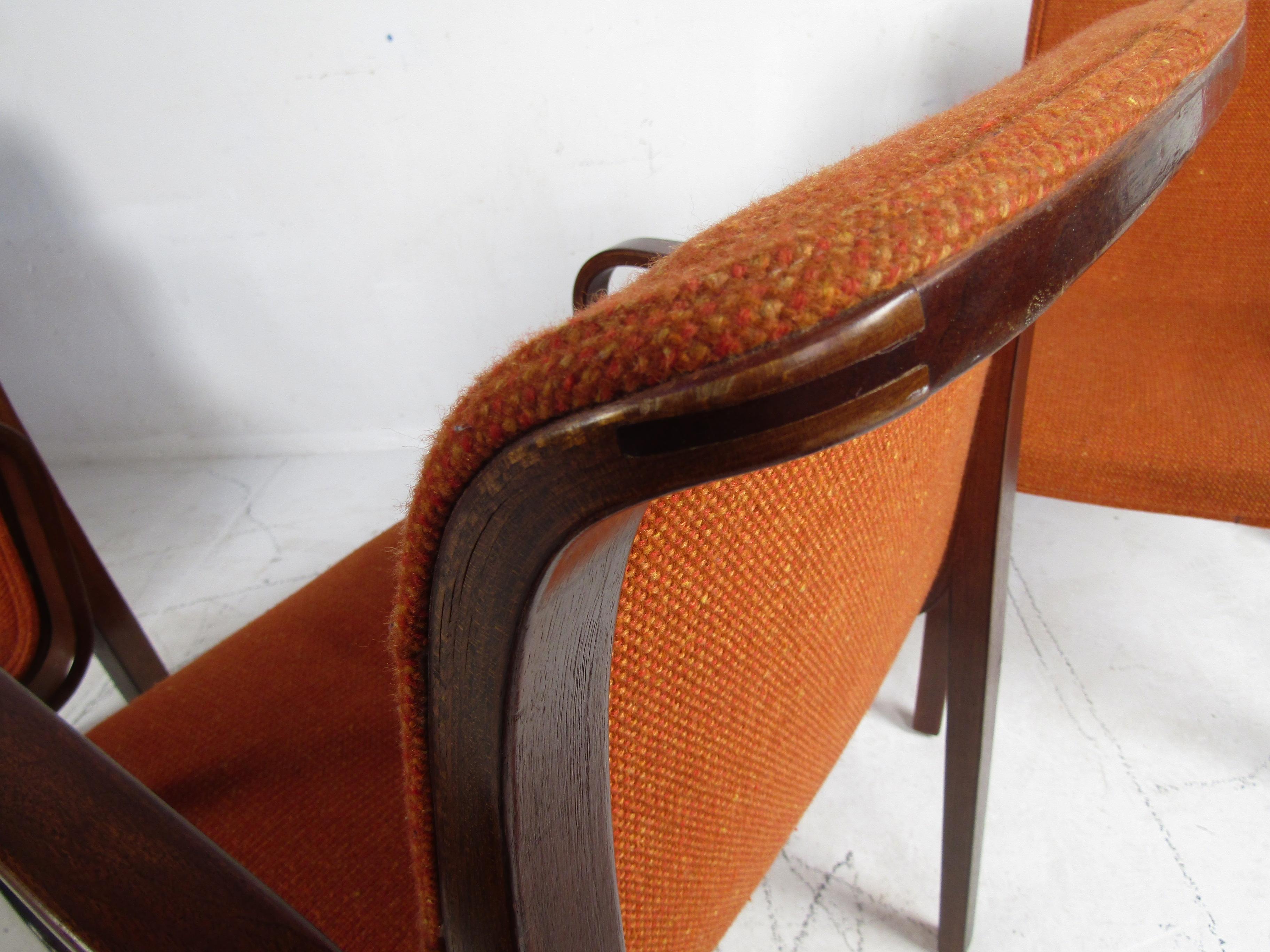 Tissu d'ameublement Chaises de salle à manger Mid-century after Knoll, Set of 4