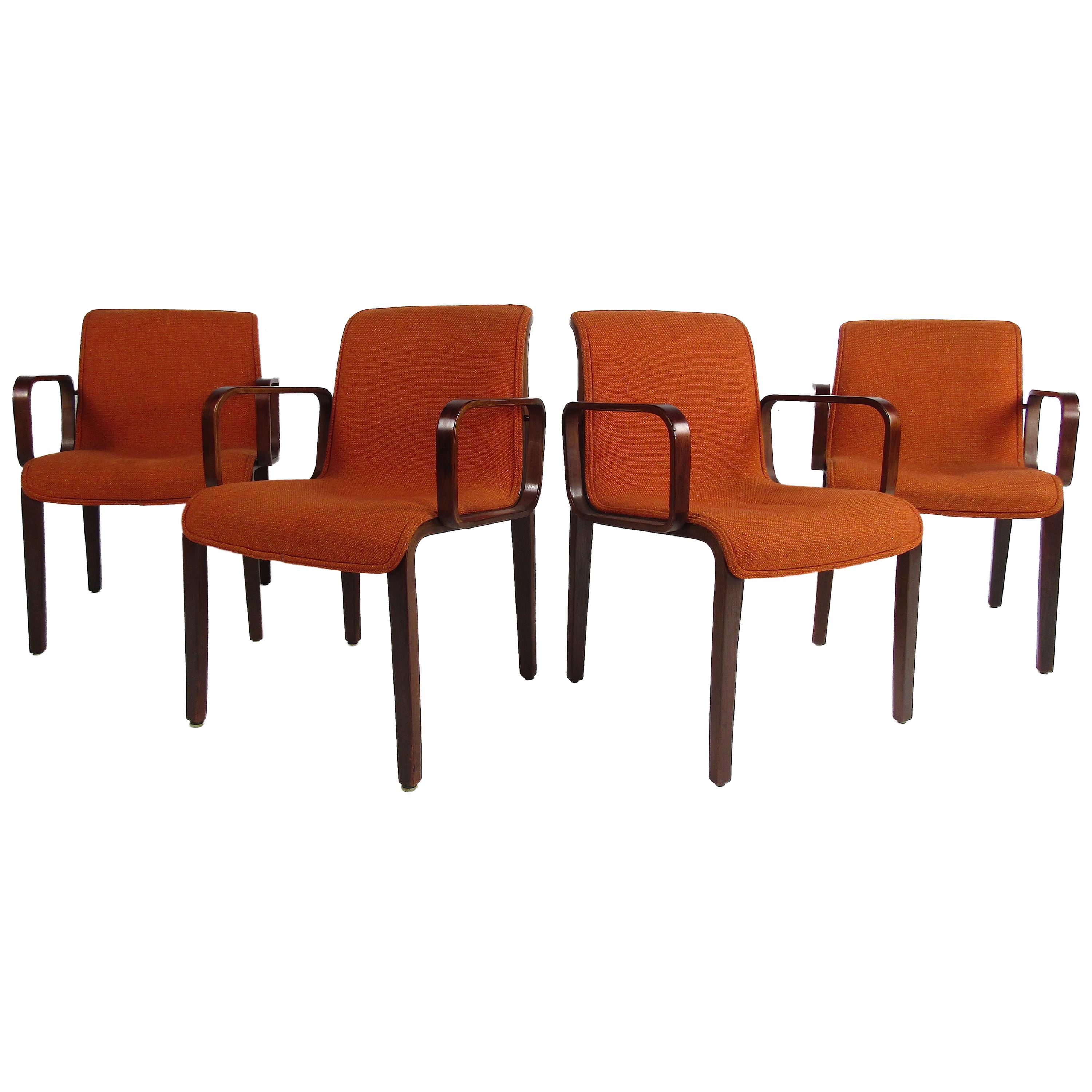 Midcentury Upholstered Dining Chairs after Knoll, Set of 4