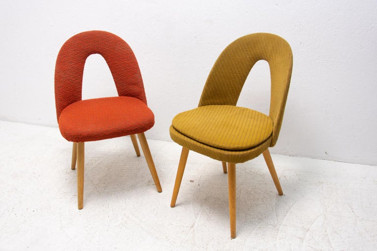 Czech Mid-Century Upholstered Dining Chairs by Antonin Suman, Set of 2 For Sale