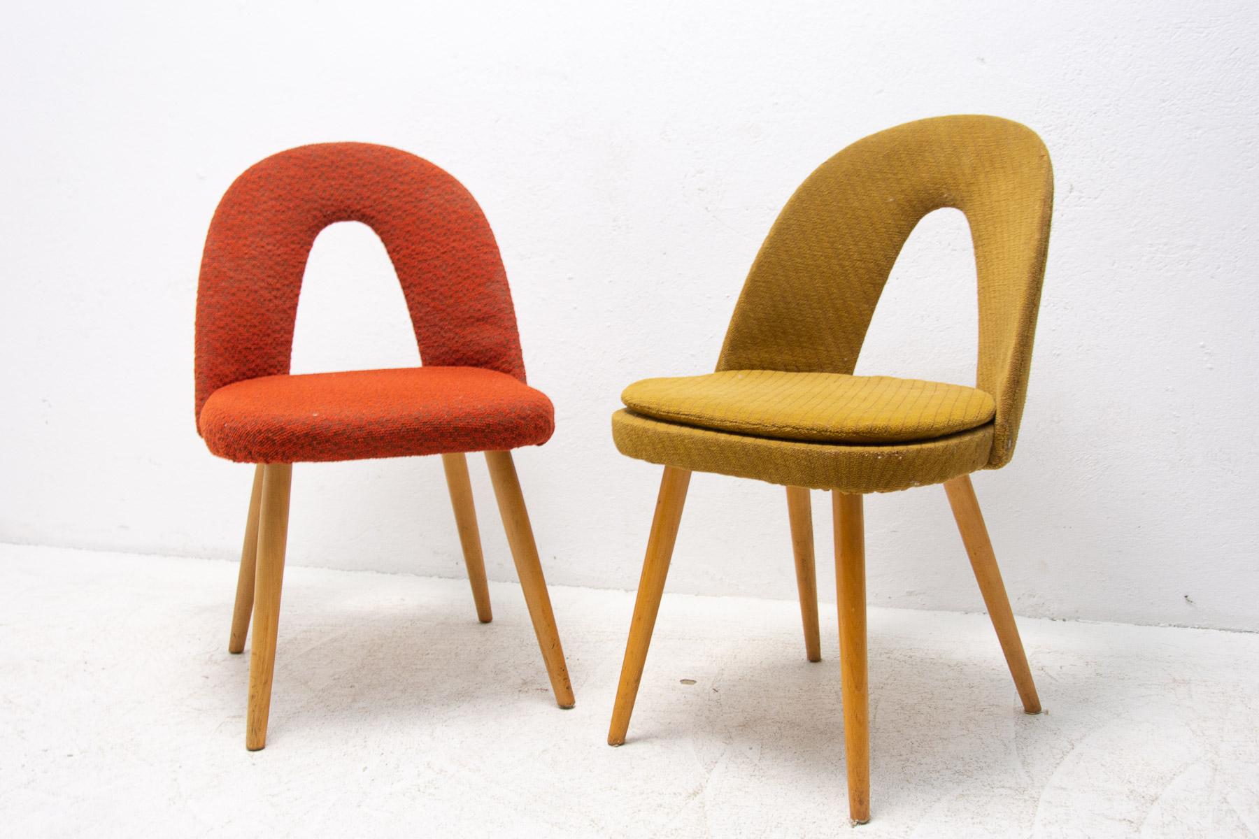 Czech Mid-Century Upholstered Dining Chairs by Antonin Suman, Set of 2