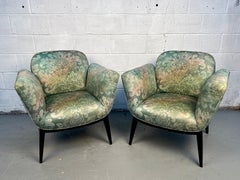 Mid-Century Upholstered Floral Lounge Chairs